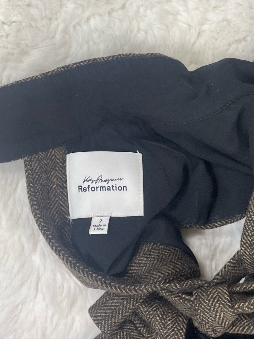 Reformation x Kacey Musgraves Sutton Top Brown Herringbone Size 2 - Picture 7 of 10
